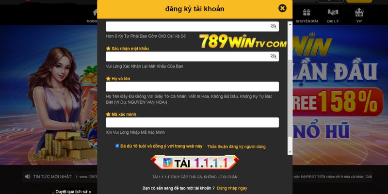 Biểu mẫu đăng ký 789win